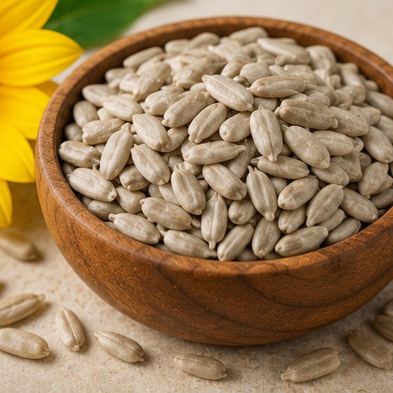 Raw striped sunflower seeds.