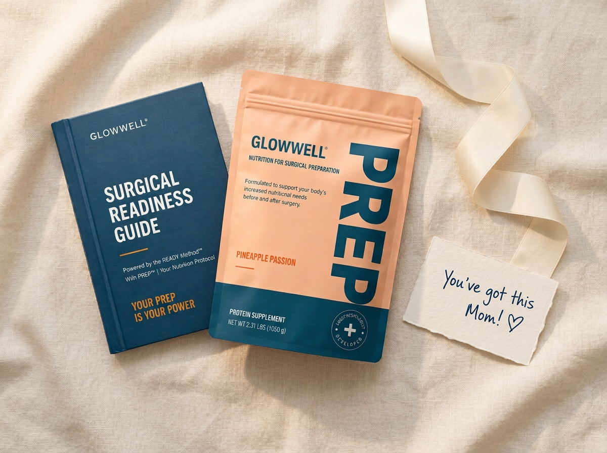 The PREP™ System: the PREP™ pouch and the READY Guide on cream linen