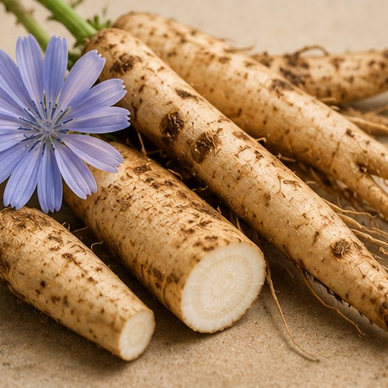 A raw chicory-root cross-section showing fibrous rings.