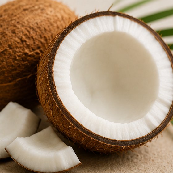 A fresh coconut cross-section.